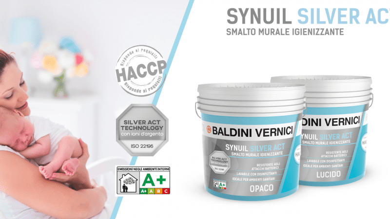 Baldini Vernici presenta Synuil Silver Act uno Smalto murale contro i batteri